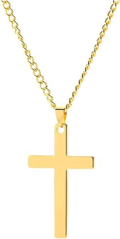 قلادة متقاطعة من WGLILO للرجال مصنوعة من سبيكة فضية ممتازة بلون سادة وقلادة متقاطعة للرجال والنساء والمراهقين in Kuwait