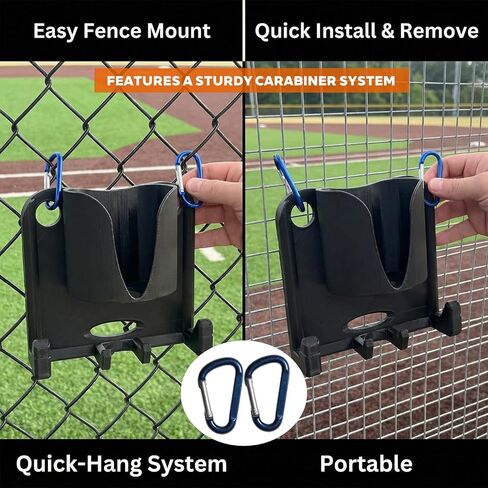 منظم مخبأ البيسبول مع حامل مشروبات - شماعة تروس محمولة للسياج للمضرب/القفاز، يحافظ على ملحقات حامل معدات الكرة اللينة شديدة التحمل، هدية البيسبول للكرة اللينة للاعبين in Kuwait