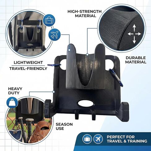 منظم مخبأ البيسبول مع حامل مشروبات - شماعة تروس محمولة للسياج للمضرب/القفاز، يحافظ على ملحقات حامل معدات الكرة اللينة شديدة التحمل، هدية البيسبول للكرة اللينة للاعبين in Kuwait