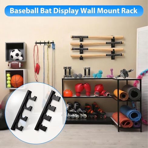 4 Deck Baseball Bat Display Wall Mount Rack Wooden Baseball Bat Holder Horizontal Hanger Stand Bracket with Protective Liner for Softball Sports Memorabilia Collectibles Souvenirs in Saudi Arabia