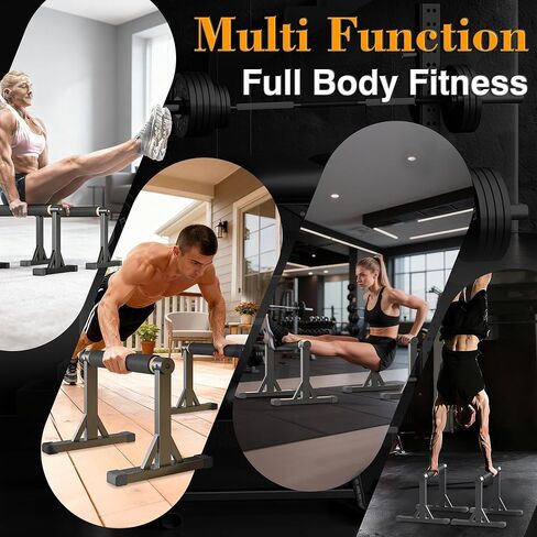 قضيب متوازي خشبي مقاس 12 بوصة وقضيب غمس مع مقابض مضادة للانزلاق، معدات لياقة بدنية خالية من الصخور للوقوف على اليدين والجلوس على شكل حرف L والجمباز وتدريبات القوة لصالة الألعاب الرياضية المنزلية، سعة 600 رطل in Kuwait