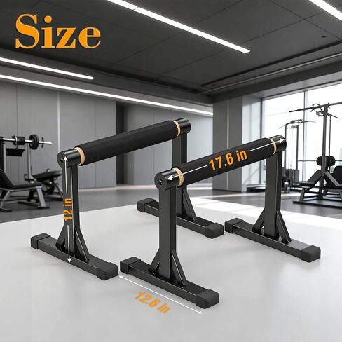 قضيب متوازي خشبي مقاس 12 بوصة وقضيب غمس مع مقابض مضادة للانزلاق، معدات لياقة بدنية خالية من الصخور للوقوف على اليدين والجلوس على شكل حرف L والجمباز وتدريبات القوة لصالة الألعاب الرياضية المنزلية، سعة 600 رطل in Kuwait