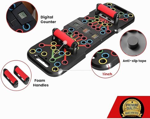 Push Up Board 60 in 1 with Smart Counter, Foldable Portable Home Gym System with Resistance Bands & Handles, Strength Training Equipment for Men & Women, Full Body Workout Kit in Kuwait