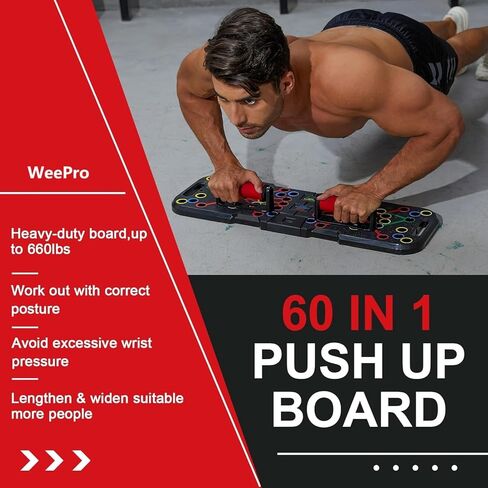 Push Up Board 60 in 1 with Smart Counter, Foldable Portable Home Gym System with Resistance Bands & Handles, Strength Training Equipment for Men & Women, Full Body Workout Kit in Kuwait