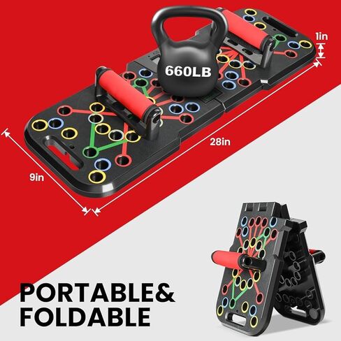 Push Up Board 60 in 1 with Smart Counter, Foldable Portable Home Gym System with Resistance Bands & Handles, Strength Training Equipment for Men & Women, Full Body Workout Kit in Kuwait