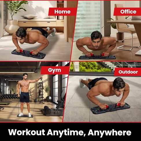 Push Up Board 60 in 1 with Smart Counter, Foldable Portable Home Gym System with Resistance Bands & Handles, Strength Training Equipment for Men & Women, Full Body Workout Kit in Kuwait