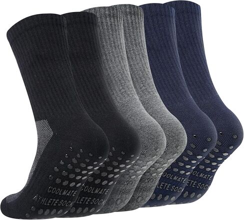 Mens Grip Socks Non Slip Size 6-14, Anti Slip Pilates Yoga Socks for Men with Grips, Breathable in Kuwait