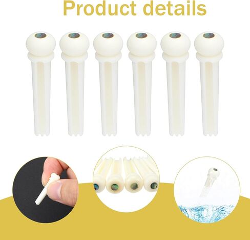 6 Pack Acoustic Guitars Accessories Bone Guitar Bridge Pins for Acoustic Guitar Abalone Dot Inlaid Decor Bridge Pin for 6/12-String Guitars in Saudi Arabia