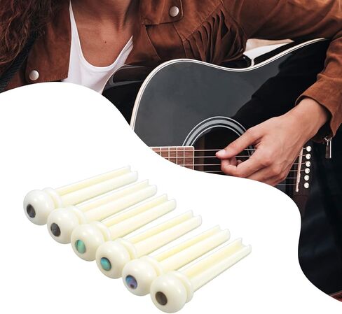 6 Pack Acoustic Guitars Accessories Bone Guitar Bridge Pins for Acoustic Guitar Abalone Dot Inlaid Decor Bridge Pin for 6/12-String Guitars in Saudi Arabia