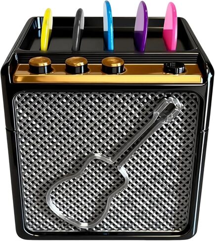 DKE&YMQ Mini Guitar Amp Pick Holder Box – Guitar Pick Storage Case Holds 5 Picks, Portable Pick Organizer for Electric/Acoustic Guitar, Bass & Ukulele, Good Gift for Guitarists in Kuwait