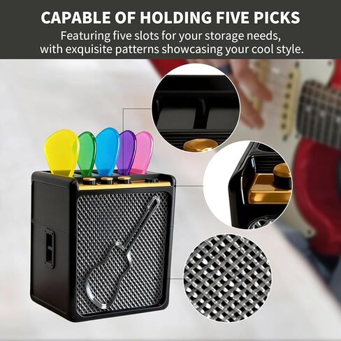 DKE&YMQ Mini Guitar Amp Pick Holder Box – Guitar Pick Storage Case Holds 5 Picks, Portable Pick Organizer for Electric/Acoustic Guitar, Bass & Ukulele, Good Gift for Guitarists in Kuwait