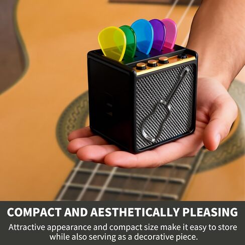DKE&YMQ Mini Guitar Amp Pick Holder Box – Guitar Pick Storage Case Holds 5 Picks, Portable Pick Organizer for Electric/Acoustic Guitar, Bass & Ukulele, Good Gift for Guitarists in Kuwait