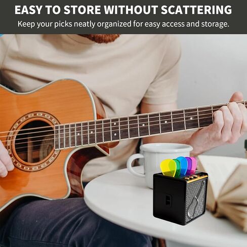 DKE&YMQ Mini Guitar Amp Pick Holder Box – Guitar Pick Storage Case Holds 5 Picks, Portable Pick Organizer for Electric/Acoustic Guitar, Bass & Ukulele, Good Gift for Guitarists in Kuwait