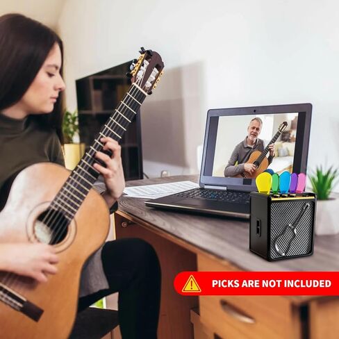 DKE&YMQ Mini Guitar Amp Pick Holder Box – Guitar Pick Storage Case Holds 5 Picks, Portable Pick Organizer for Electric/Acoustic Guitar, Bass & Ukulele, Good Gift for Guitarists in Kuwait