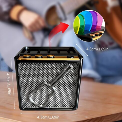 DKE&YMQ Mini Guitar Amp Pick Holder Box – Guitar Pick Storage Case Holds 5 Picks, Portable Pick Organizer for Electric/Acoustic Guitar, Bass & Ukulele, Good Gift for Guitarists in Kuwait