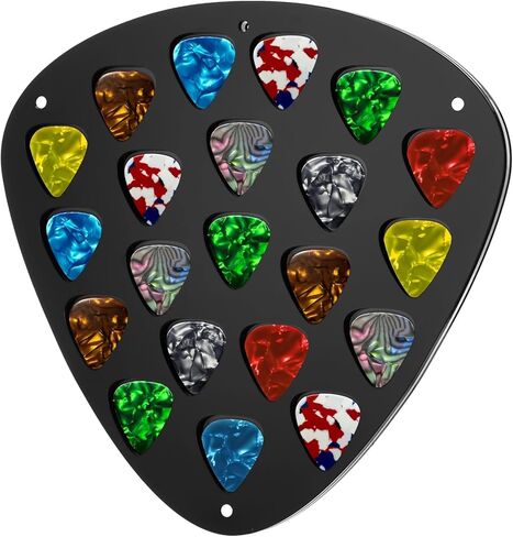 Joyibay Guitar Pick Holder Wall Mountable, 21 Slots Guitar Pick Display Case, Triangle Shape with with strong attachment force Panel, Easy to Hang, Cool Black, 9.37 x 8.66 in in Kuwait