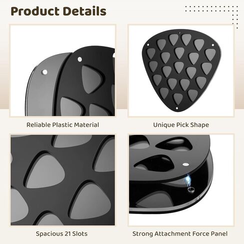 Joyibay Guitar Pick Holder Wall Mountable, 21 Slots Guitar Pick Display Case, Triangle Shape with with strong attachment force Panel, Easy to Hang, Cool Black, 9.37 x 8.66 in in Kuwait