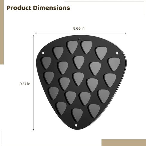 Joyibay Guitar Pick Holder Wall Mountable, 21 Slots Guitar Pick Display Case, Triangle Shape with with strong attachment force Panel, Easy to Hang, Cool Black, 9.37 x 8.66 in in Kuwait