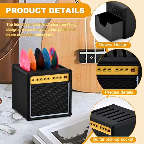 صندوق حامل لقطات الجيتار، حامل عرض اختيار الجيتار، حامل مكبر صوت على شكل بيك k مع 5 قطع جيتا آر، للتخزين والعرض، هدية لعازفي الجيتار in Kuwait