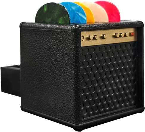 حقيبة اختيار الجيتار، حقيبة عرض اختيار الجيتار، تصميم مضخم الجيتار من الجلد الصناعي مع مجموعة 5 × 0.028 بوصة (ألوان عشوائية). مختارات منظم الأدراج. هدية عيد الميلاد لعشاق الجيتار. in Kuwait