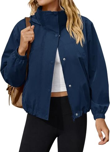 Yousify Womens Lightweight Jacket Windbreaker Hooded Athletic Sun Protection Outerwear Hiking Jackets Spring Coats in Kuwait