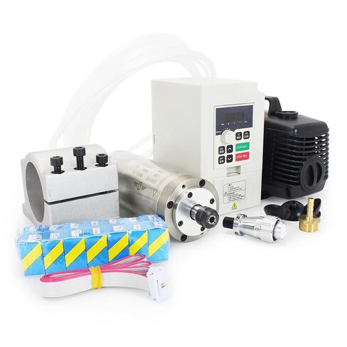 RATTMMOTOR 800W مجموعة محرك المغزل، محرك مغزل 65 مم مبرد بالماء 0.8KW 220V 400HZ+1.5KW VFD 220V أحادي إلى 3 مراحل عاكس محرك تردد متغير + حامل مغزل 65 مم + كوليت ER11 + مضخة مياه 80 وات in Saudi Arabia