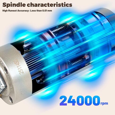 RATTMMOTOR 800W مجموعة محرك المغزل، محرك مغزل 65 مم مبرد بالماء 0.8KW 220V 400HZ+1.5KW VFD 220V أحادي إلى 3 مراحل عاكس محرك تردد متغير + حامل مغزل 65 مم + كوليت ER11 + مضخة مياه 80 وات in Saudi Arabia