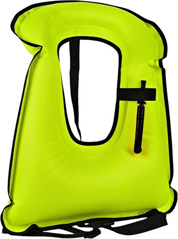 Inflatable Snorkel Vest, Fluorescent Green Swimming Safety Buoyancy Aid, Adjustable Waistband, Dual Secure Straps, Quick Inflation, Lightweight Design in Saudi Arabia