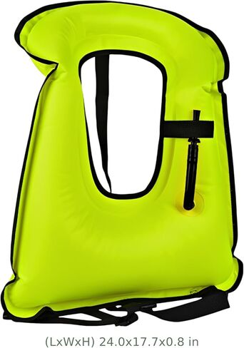 Inflatable Snorkel Vest, Fluorescent Green Swimming Safety Buoyancy Aid, Adjustable Waistband, Dual Secure Straps, Quick Inflation, Lightweight Design in Saudi Arabia