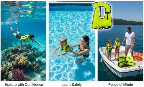 Inflatable Snorkel Vest, Fluorescent Green Buoyancy Aid, Swimming Safety Vest with Adjustable Waistband, Dual Secure Straps, Quick Inflation, Lightweight in Saudi Arabia