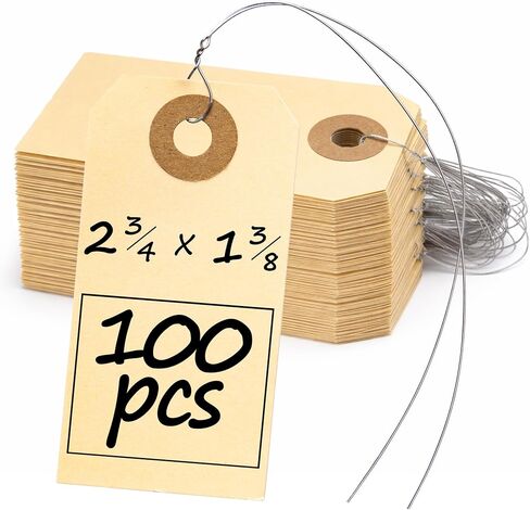 Perco Manila Shipping Tags #5 4 3/4" x 2 3/8" (12 x 6 cm) with Metal Wire Pack of 100 in Kuwait