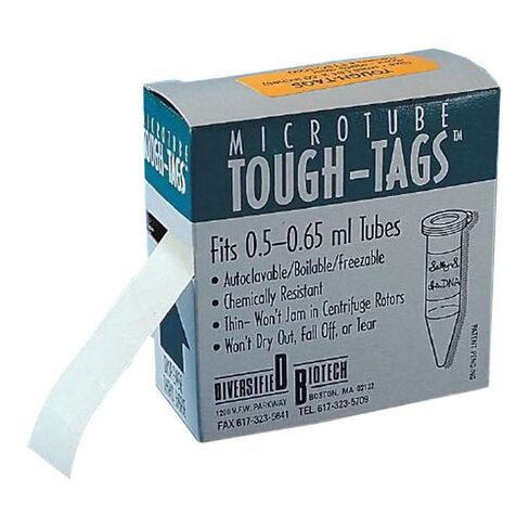 Diversified Biotech TTLC-1000 Tough-Tags Label, Use with 1.5ml Tube, 0.50" Width x 1.28" Length, Clear (Roll of 1000) in Saudi Arabia