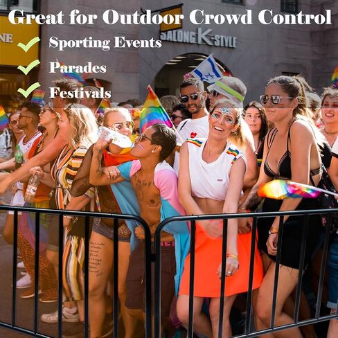 2-Pack 5 Ft. Black Steel Crowd Control Barricades - 60" Wide x 39" High, Bolt-Assembled Portable Interlocking Barrier, Heavy Duty Event Fencing for Indoor/Outdoor with Flat Feet Design in Kuwait