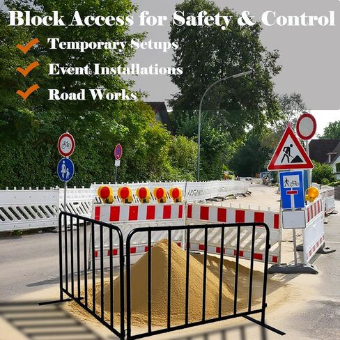 2-Pack 5 Ft. Black Steel Crowd Control Barricades - 60" Wide x 39" High, Bolt-Assembled Portable Interlocking Barrier, Heavy Duty Event Fencing for Indoor/Outdoor with Flat Feet Design in Kuwait