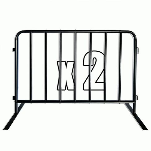 2-Pack 5 Ft. Black Steel Crowd Control Barricades - 60" Wide x 39" High, Bolt-Assembled Portable Interlocking Barrier, Heavy Duty Event Fencing for Indoor/Outdoor with Flat Feet Design in Kuwait