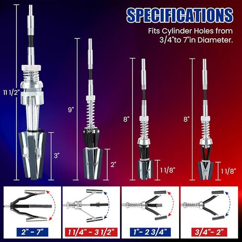 Adjustable Engine Cylinder Hone Tool Set, Fits 3/4"–7" Cylinders, Includes 1-1/8", 3", 4" Hones, 11 Extra 220 Grit Stones, with Storage Case in Saudi Arabia