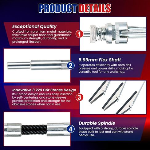 Adjustable Engine Cylinder Hone Tool Set, Fits 3/4"–7" Cylinders, Includes 1-1/8", 3", 4" Hones, 11 Extra 220 Grit Stones, with Storage Case in Saudi Arabia