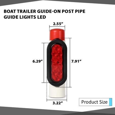 CHEDA LED Boat Trailer Guide-On Post Pipe Guide Lights Fit for Standard 2" PVC (2-3/8" OD) Boat Trailer, Ski Boat Or Fishing Boat Red Lens in Saudi Arabia
