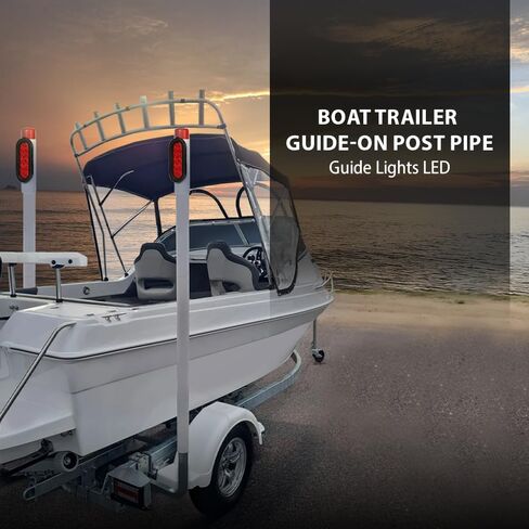 CHEDA LED Boat Trailer Guide-On Post Pipe Guide Lights Fit for Standard 2" PVC (2-3/8" OD) Boat Trailer, Ski Boat Or Fishing Boat Red Lens in Saudi Arabia