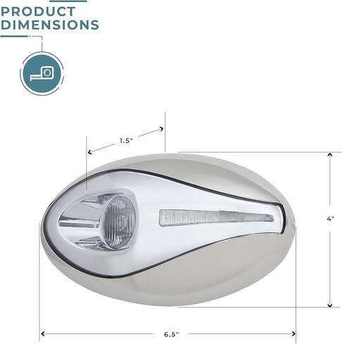 حدد المصنعون ITC Haven LED مصباح إرساء القارب عالي الإخراج، تطبيق تثبيت على السطح بفتحة صغيرة مع لهجة فريدة وعدسة عاكسة (إطار داخلي من الكروم) in Kuwait