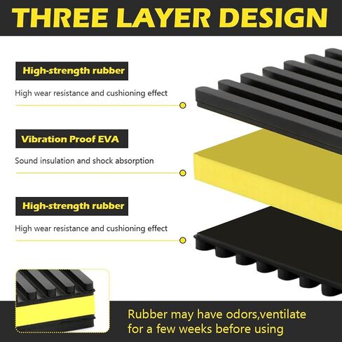 4 قطع من وسادات الاهتزاز المضادة للرياح مقاس 10.16 سم × 10.16 سم × 7/8 بوصة، سجادات مطاطية مضلعة لعزل الصوت، وسادات عزل الاهتزاز شديدة التحمل لأنظمة التدفئة والتهوية وتكييف الهواء، والضاغط، ومكيف الهواء، والغسالة، والمجفف، وجهاز المشي (اللون: أسود + أصفر) in Kuwait