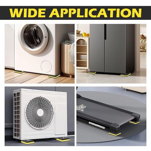 4 قطع من وسادات الاهتزاز المضادة للرياح مقاس 10.16 سم × 10.16 سم × 7/8 بوصة، سجادات مطاطية مضلعة لعزل الصوت، وسادات عزل الاهتزاز شديدة التحمل لأنظمة التدفئة والتهوية وتكييف الهواء، والضاغط، ومكيف الهواء، والغسالة، والمجفف، وجهاز المشي (اللون: أسود + أصفر) in Kuwait