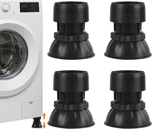 منصات مضادة للاهتزاز للغسالة - 3.93 بوصة - 5.12 بوصة قابلة للتعديل، وسادات مضادة للاهتزاز 4 عبوات، تقلل الضوضاء ومضادة للانزلاق ومضادة للاهتزاز، غسالة متنوعة من المطاط in Kuwait