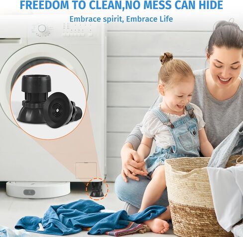 منصات مضادة للاهتزاز للغسالة - 3.93 بوصة - 5.12 بوصة قابلة للتعديل، وسادات مضادة للاهتزاز 4 عبوات، تقلل الضوضاء ومضادة للانزلاق ومضادة للاهتزاز، غسالة متنوعة من المطاط in Kuwait