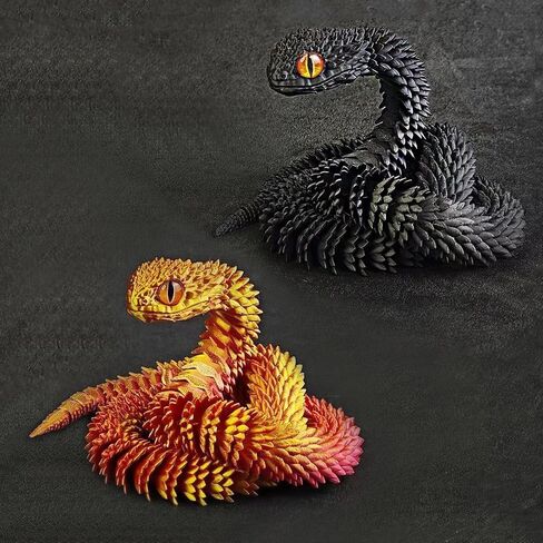 2PCS 18'' 3D Printed Snake,3D Printed Animals,Like Movable Snake Realistic Slithering Design (Gold and Blue Silver) in Kuwait