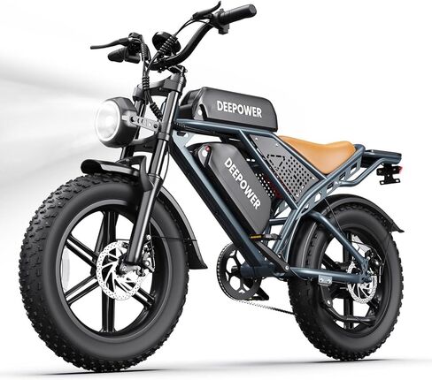 DEEPOWER Electric Bike for Adults,2000W Peak Motor&32MPH Electric Dirt Bike，48V 20AH/35AH/60AH Battery, 70-160 Max Miles,Dual Suspension Ebikes for Adults, 20" Fat Tire E Bike in Kuwait