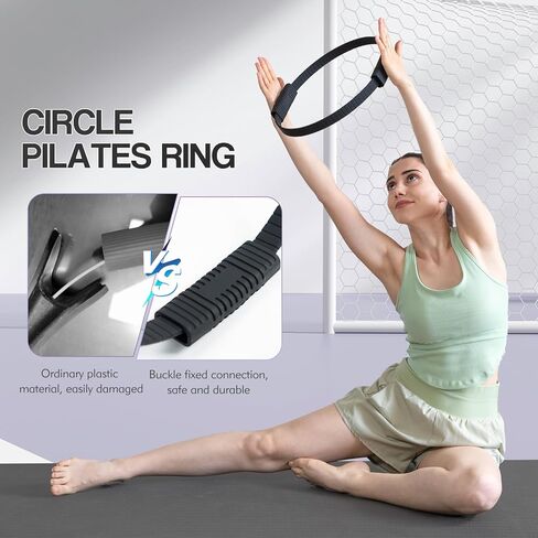 Pilates Kit, Pilates Ring and Ball Set with 5-Level Resistance Bands for Core Strength, Stretching, Toning & Full Body Home Workout Pilates Equipment in Saudi Arabia