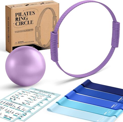 Pilates Kit, Pilates Ring and Ball Set with 5-Level Resistance Bands for Core Strength, Stretching, Toning & Full Body Home Workout Pilates Equipment in Saudi Arabia