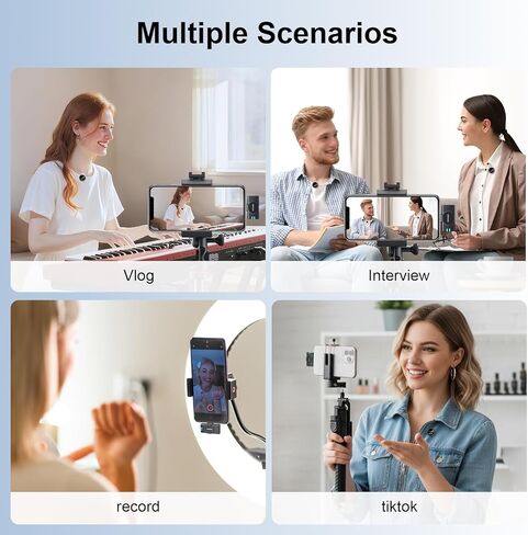 ميكروفون Lavalier لاسلكي لأجهزة iPhone 16/15/14/13 وiPad وAndroid، ميكروفون صغير بمشبك مغناطيسي مع علبة شحن، ميكروفون Lavalier وقت تشغيل يصل إلى 30 ساعة لـ Vlog TikTok، تقليل الضوضاء بالذكاء الاصطناعي in Kuwait