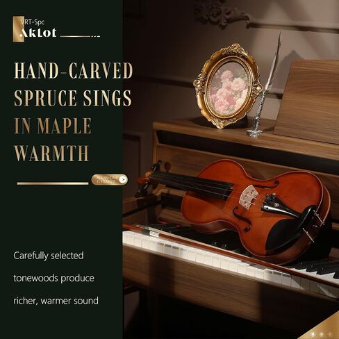 AKLOT Ergonomic Acoustic 4/4 Violin: Lesson Book, Solid Wood, Intermediate Beginner Glossy Fiddle, with Hard Case, Extra String, Bow, Shoulder Rest, Tuner, Fretboard Stickers, Full Size Adults Violen in Saudi Arabia